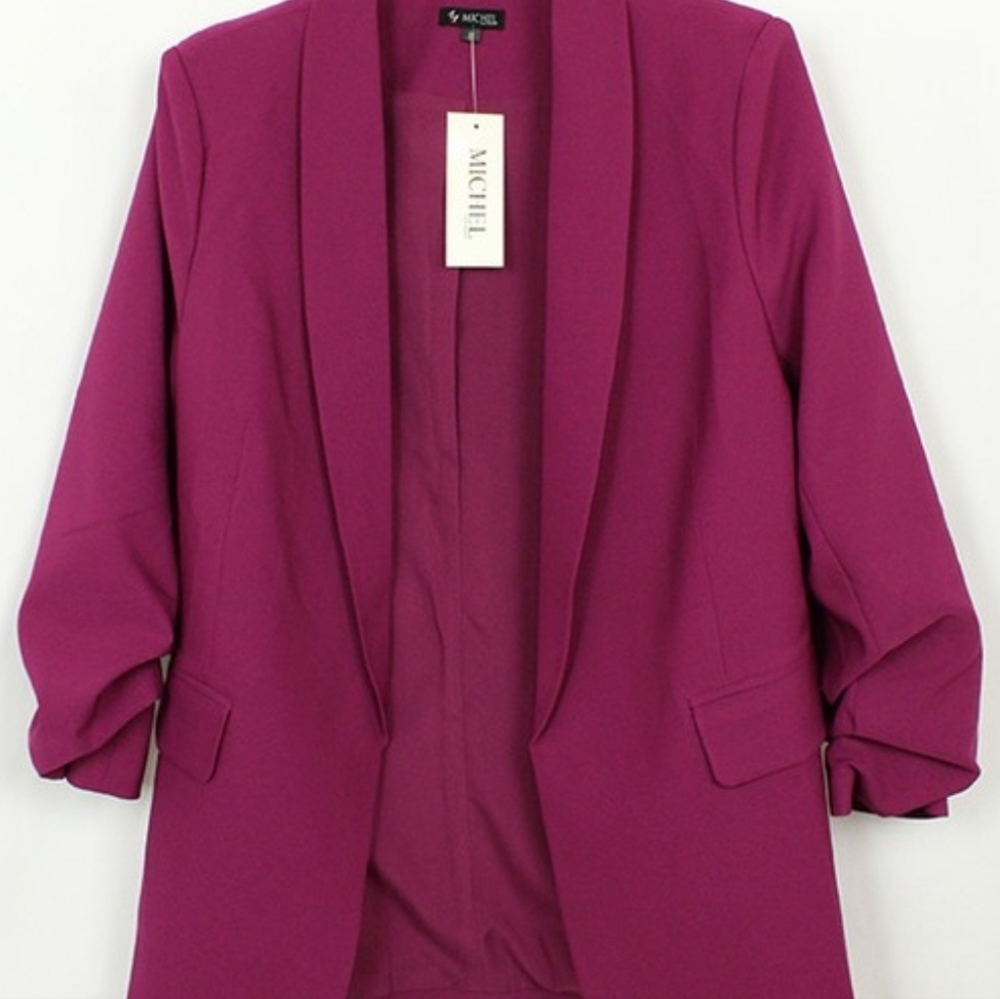 Magenta Gather Sleeve Blazer